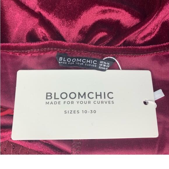 BloomChic NWT See Thru Sequined Long Sleeve V-Neck Burgundy Size 14-16 - Picture 13 of 15